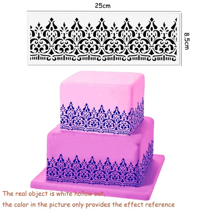 Krajkový květinový hrotový vzor Fondánová tisková šablona Dutá cukrová sítková forma Šablona na svatební dort Šablona na zdobení okraje Pečicí nástroje