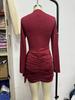 2026 Women's Autumn/Winter Solid Color Slimming Dress with Sashes and Long Sleeves