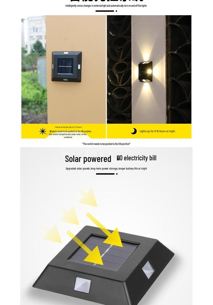 Waterproof Solar Decorative Wall Lamp for Outdoor Garden, Courtyard, Fence, and Terrace