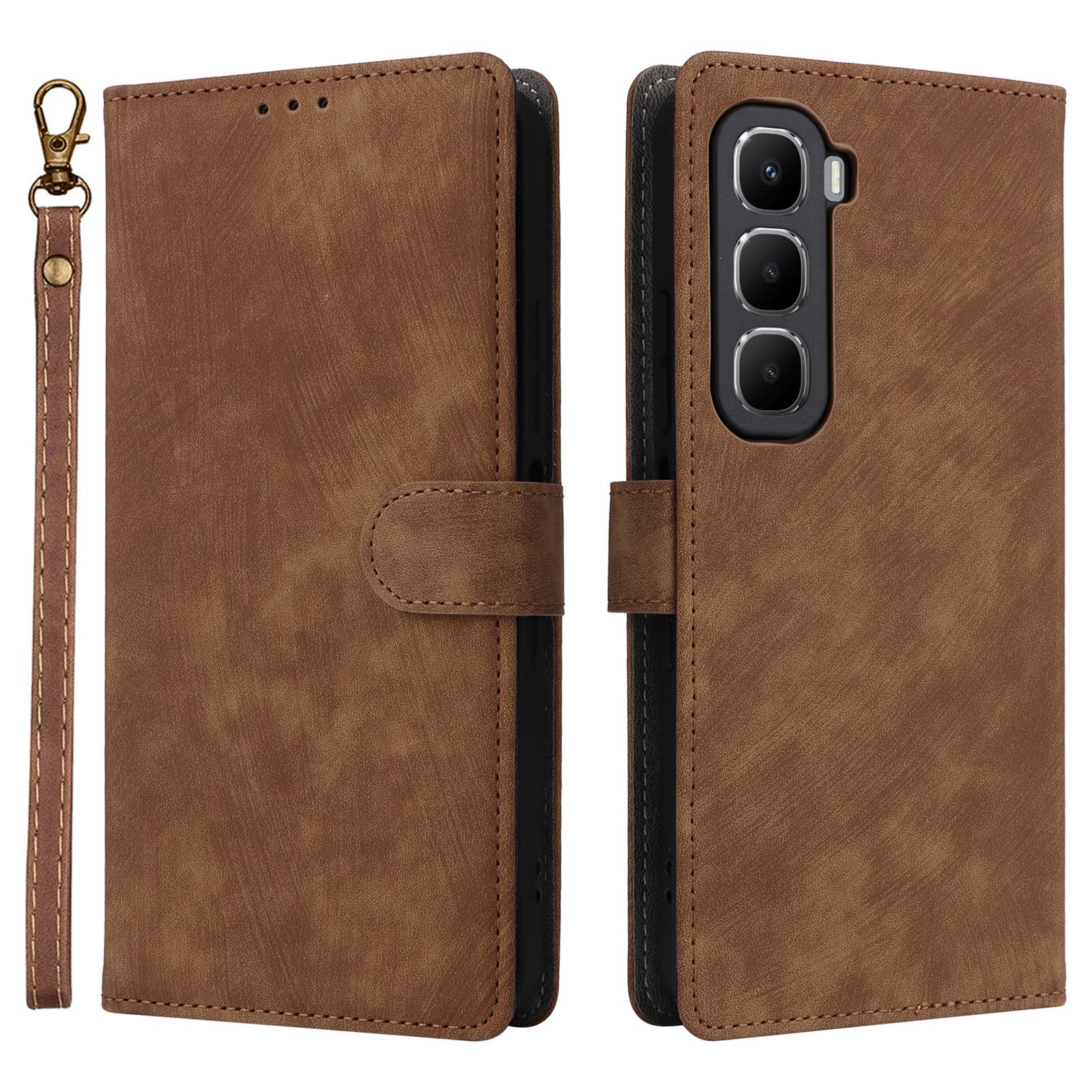 

For Infinix Hot 60 5G/Hot 60i 4G Case Wallet RFID Blocking PU Leather Phone Cover Stand with Strap Brown
