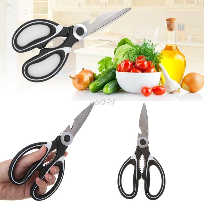 Stainless Steel Heavy Sharp Multifunction Kitchen Shears with Walnut Clip for Effort Saving