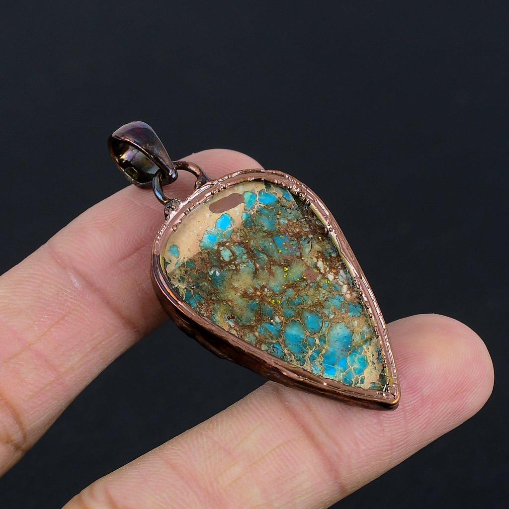 Sea Sediment Copper Electroformed Pendant, Handmade Gemstone Pendant Jewelry, Gifts For Wife Brand New Pendant