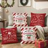 Red Festive Christmas Pillow Cover Polyester Letter Print Sofa Cushion Cover Home Decoration Cushion Cover