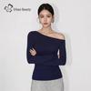 Women's Off-Shoulder Long Sleeve Slim Fit T-Shirt