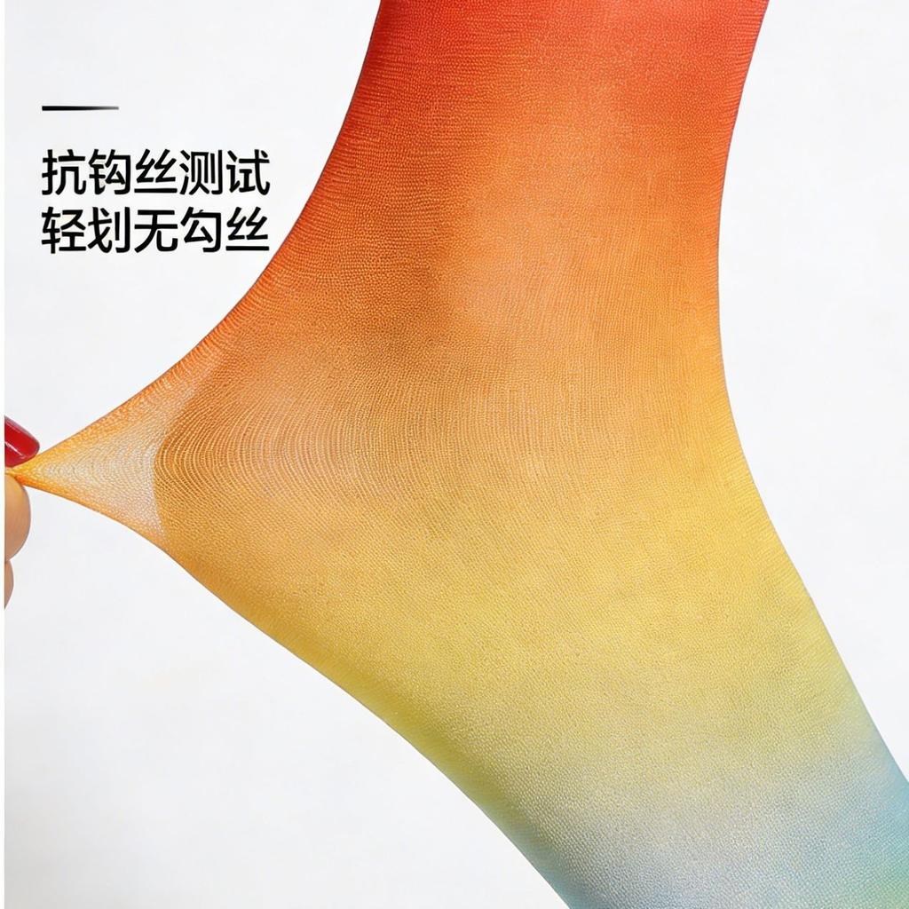 Dopamine Personality Rainbow Socks Gradual Change Stockings Japanese Thin Personality Striped Pantyhose Party Stockings