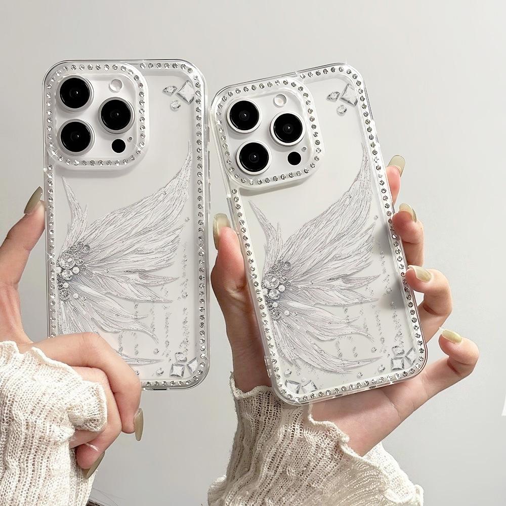 Half of the butterfly is suitable for iPhone17 Pro flash drill mobile phone case, Apple advanced sense 16/15 niche large hole anti-drop.
