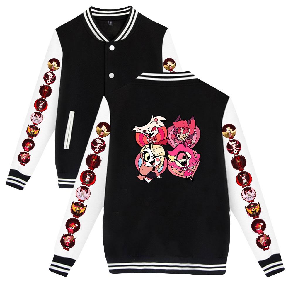 Women Men's Jackets Jacket Hazbin Hotel Baseball Jacket Oversize Hip Hop Outerwear for College Couples Clothing Custom