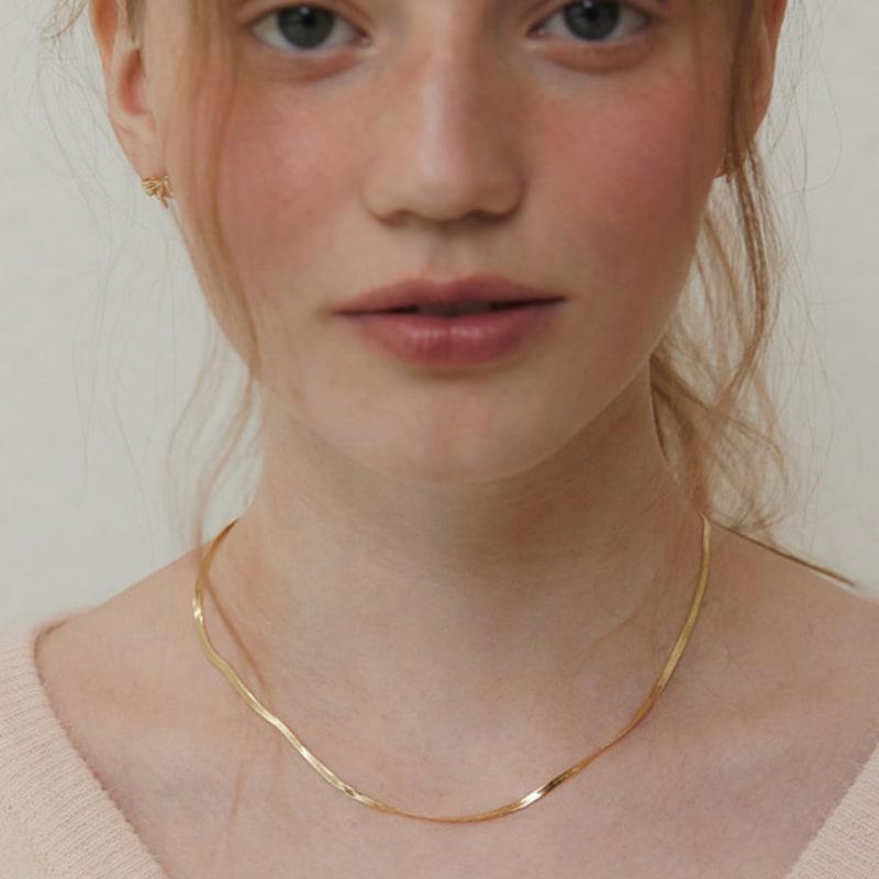 TATIANA (925 Silver) Modern Flat Snake Chain Necklace NZ2158