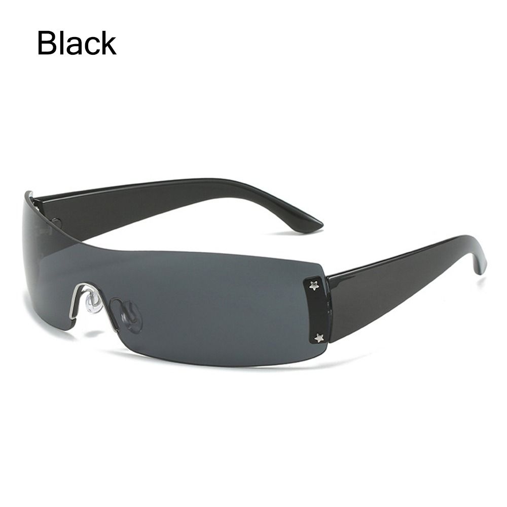 1pc Women Men Punk Y2K Sunglasses Trendy Rimless Star One Piece Goggles Oversized Wrap Around Shades 2000's Eyewear UV400