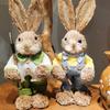 1/2/4PCS 35cm Straw Bunny Doll Vintage Style Bunny Doll Easter Home Decoration Wedding Window Shooting Props Gift for Friends
