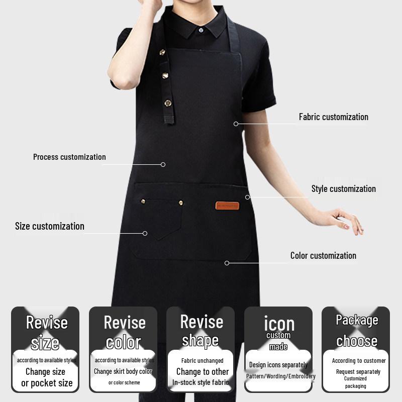 Custom Logo Waterproof Waist Apron for Milk Tea Shops, Catering, and Home Use