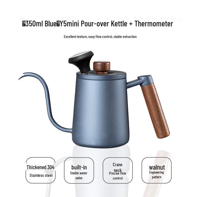 Nordic Ceramic Pour-Over Coffee Kettle with Walnut Handle