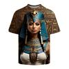 Large Men's Egyptian Pharaoh Mural Pattern 3D Printed Men's Round Neck Short Sleeved T-shirt Summer Fashion T-shirt Casual Comfortable Versatile Top