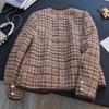 Women's Round Neck Color Block Tweed Jacket