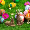 2Pcs Resin Rabbit Figurines Lovely Bunny Ornament for Collectible Office