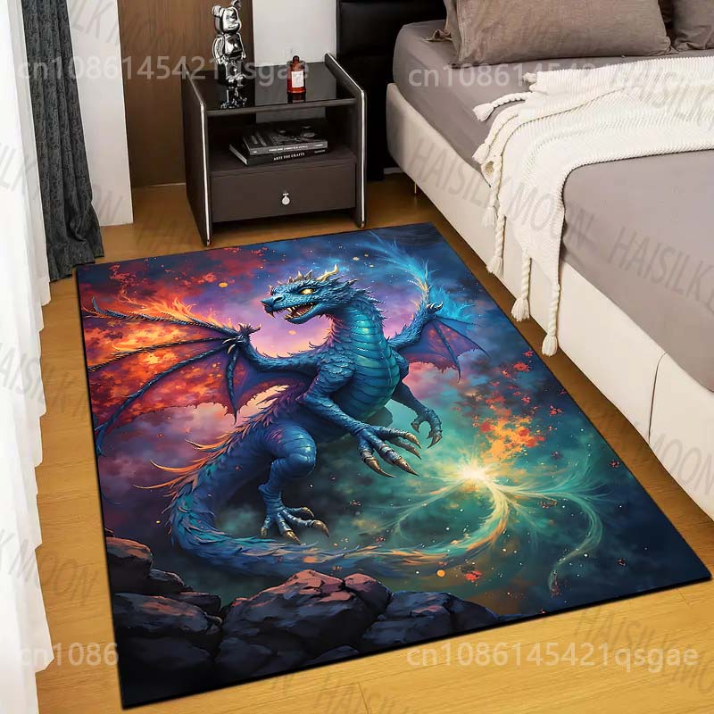 Multiple sizes Blue dragon in the sky Print Carpet Rug for Living Room Bedroom Sofa Doormat Home Decor Non-slip Floor Mat