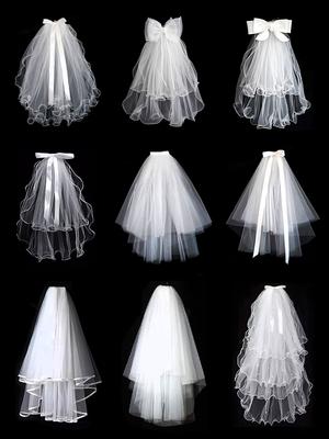 Wedding Veil Bridal Headwear Simple Elegant Soft Tulle Headpiece for Registration Ceremony Engagement And Bride's Gown