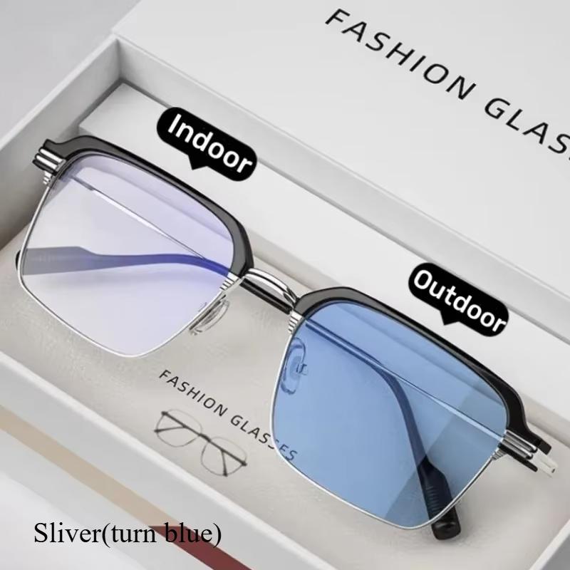 

Мужские деловые фотохромные очки для близорукости, анти-синий свет, изменяющий цвет очков для близорукости, интеллектуальные очки для близорукости -1.5