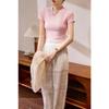 Women's Combed Cotton High-waisted Short T-shirt Summer New Slim Thin Small People with Short-sleeved Tops