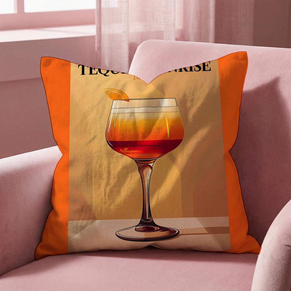Tequila Sunrise Cocktail Kissenbezug Mehrzweck-Kissenbezug für Zuhause & Auto - Wendbar, Weich & Langlebig für den täglichen Gebrauch