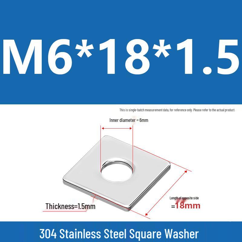 304 Stainless Steel Thickened Square Washer for Curtain Wall (M4-M16)