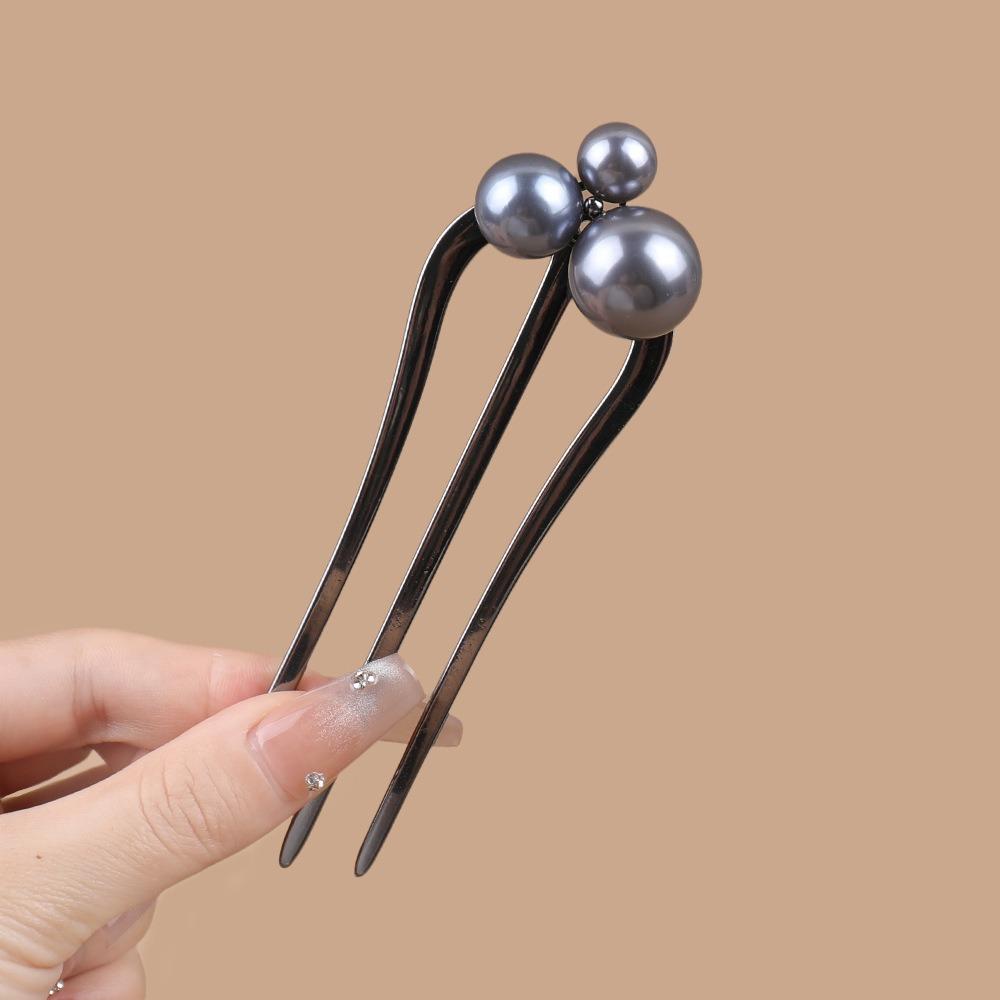 Fashionable And Minimalist Style Imitation Pearl Inlaid Women's Hair Accessory U-shaped Hairpin Bun Head Braided Hair Hairpin