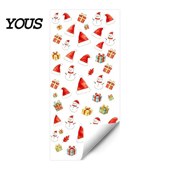 No Residue Window Cling Christmas Static Cling, Xmas Tree Snowman Santa Hat Bell Glass Sticker, Removable Reusable Decoration Decal for Holiday Party