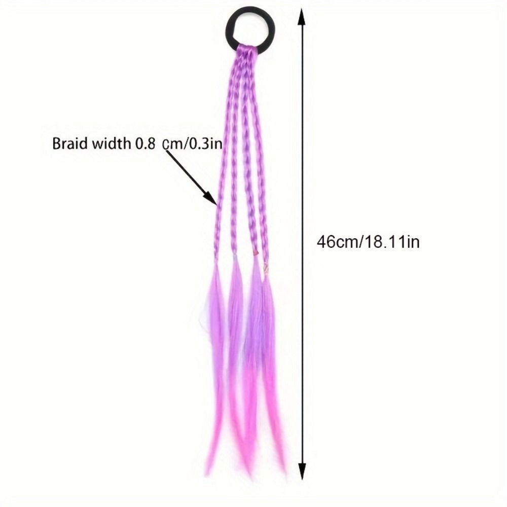 6Pcs Multi-Strand Design Rainbow Long Straight Braid Hair Synthetic Hair Extensions Cosplay