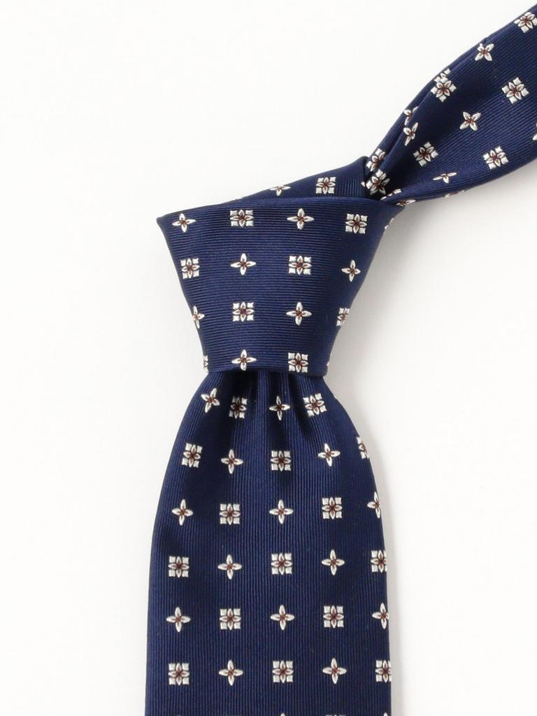 Beams F Silk Floral Jacquard Navy Free Men's Tie,