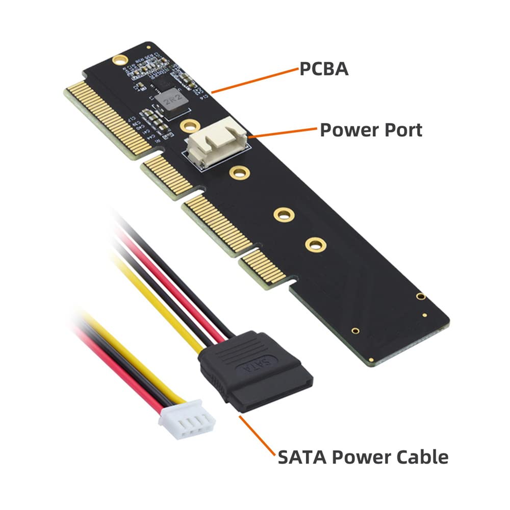 Cablecc NGFF NVMe AHCI SSD to 16X 8X 4X Low Profile SSD with Power 3cm 110mm x 1U Server Mount M.2 M-key PCI-E 3.0 Adapter, Height, 80mm,