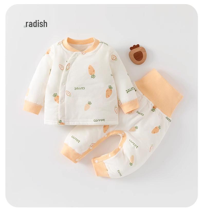 Jingqi Kids' Quilted Cotton Underwear Set - Warm Autumn/Winter Pants & Top for Boys and Girls