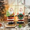 Desktop Holiday Ornament Santa Claus Figurine, Christmas Resin Holding Wreath/Tree/Bear Statue, Decorative Gift for Family Tabletop Mantel,