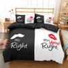 Lover Couples King Queen Duvet Cover Black And White Printed Bedding Set For Adults Valentine's Day Bedroom Decor Quilt Cover