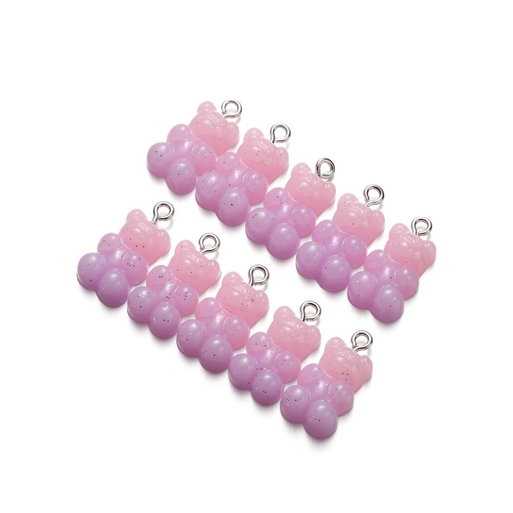 10pcs Colorful Transparent Resin Gummy Bear Charms Pendant Cute Animal Pendant For DIY Necklace Bracelet Jewelry Keychain Making