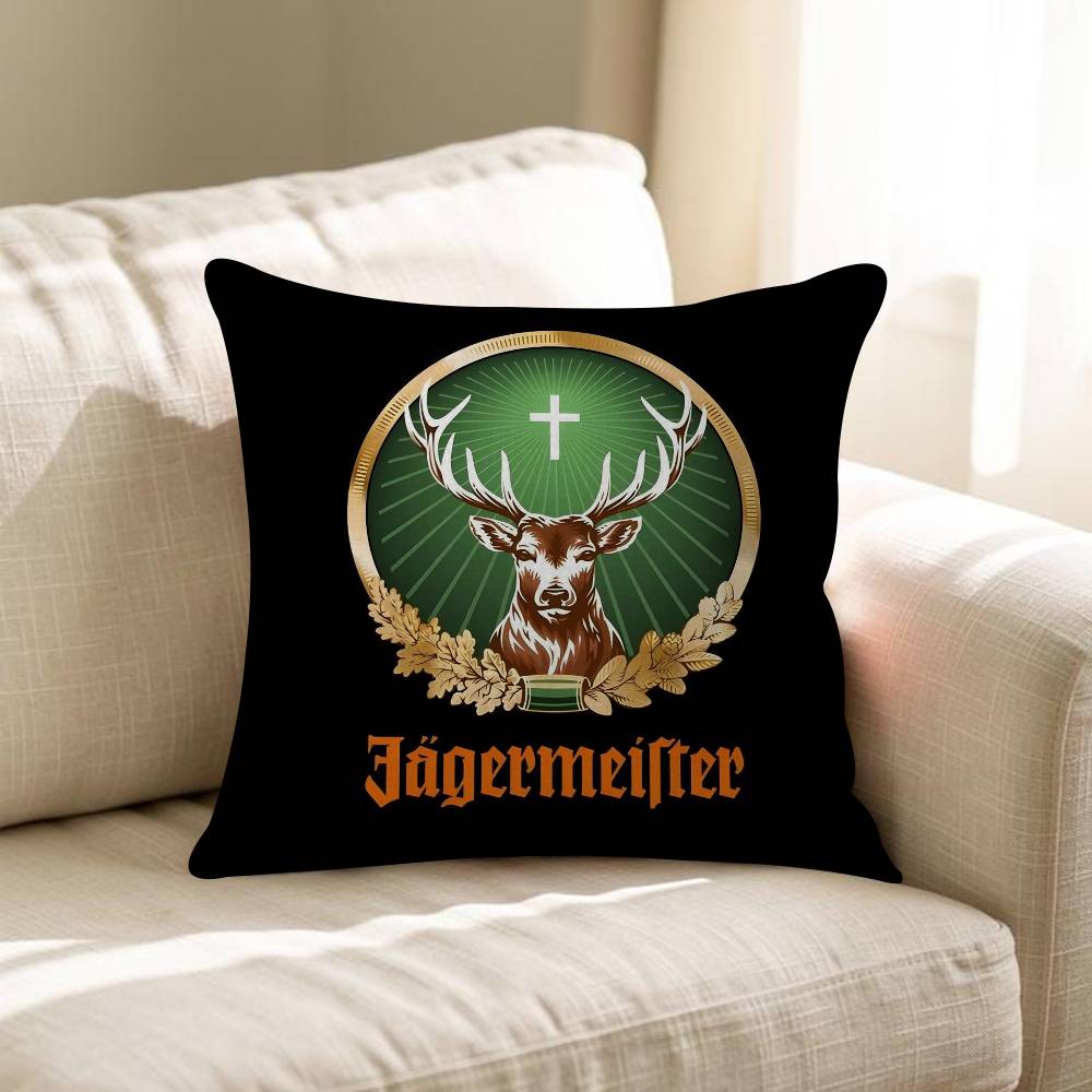JJagermeister Logo Maple Design Cushion Cover Happy Autumn Harvest Decor Holiday Decorati Pillow Cover