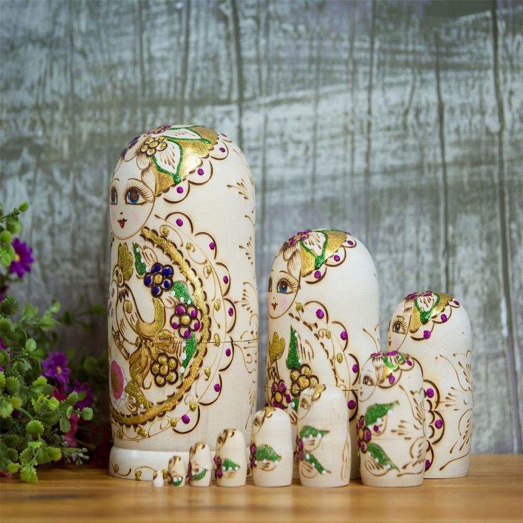 Russian Nesting Dolls 10 Pieces Hand Painted Toy Traditional Matryoshka Doll Traditional Russian Stacking Dolls