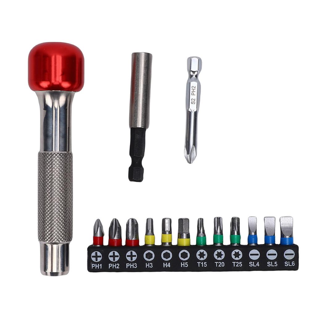 Hex Screwdriver Set Portable Handle and 13 Bits Multipurpose Screwdriver Repair Tool 6.35mm Chuck