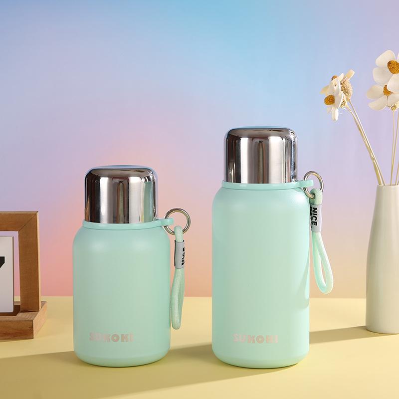 Nový nerezový kompaktní termoizolační hrnec Dvojité použití Vysoký vzhled Dámský pohár na vodu Venkovní přenosný termohrnek