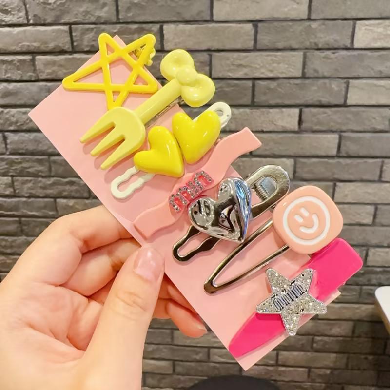 Pink 50-Piece Cute Hair Clip Set: Sweet Girly Japanese Cartoon Bangs Accessories