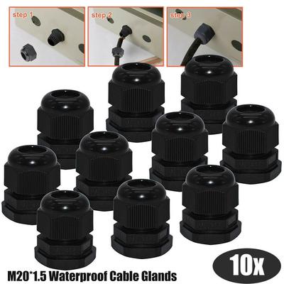 10 x 16mm Waterproof IP68 Compression Cable Stuffing Gland With Locknuts 5-10mm