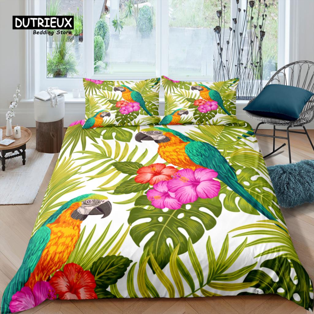 

Home Living Luxury 3D Leaf Parrot Bedding Set Comfortable Duvet Cover Set Kids Bedding Set Queen and King EU/US/AU/UK Size EU single(135x200cm)