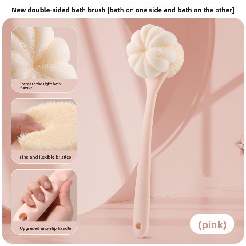 2-in-1 Long Handle Soft Fur Double-sided Back Shower Brush