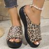 Fashion Summer Shallow Leopard Wedge Slippers for Women 2025 PU Plus Size Woman Slides Non-Slip Platform Women Slippers