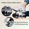 Double Row Quad Roller Skates for Teens-Retractable Wheels Lace-Up Leather Material Shoes Unisex Youth Gift