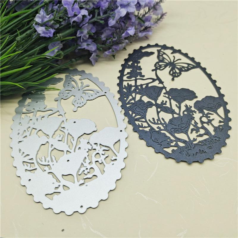 Oval Butterfly Art Background Metal Stencil Embossing Cutting Dies for Diy Scrapbooking Paper  Stamps for Card Embossing Craft Decor