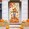 Fall Door Banner Cover Scarecrow Pumpkin Leaves Hanging Banner Autumn Photo Background for Thanksgiving Party Home School Classroom Supplies, 31.5 x