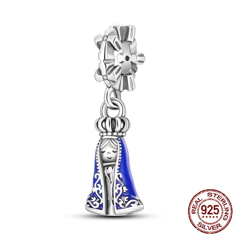 925 sterling copper boys and girls lovers pendant charms Fit 4MM hole diameter bracelet charm beads necklace Diy female Zircon