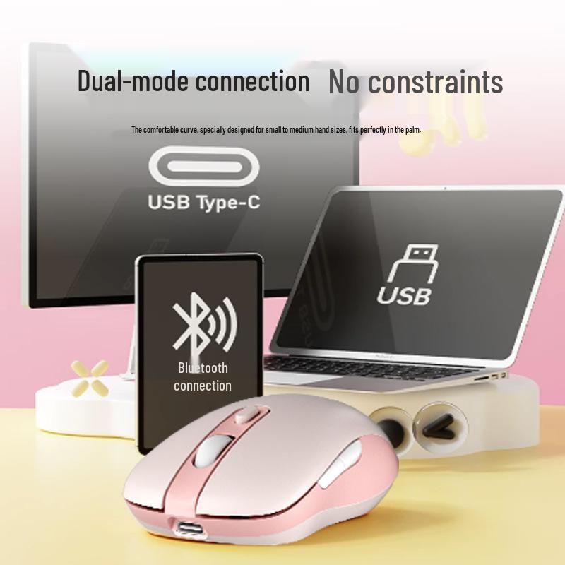 Cross-Border Bluetooth Dual-Mode Silent Mouse with Customizable Type-C for Laptop