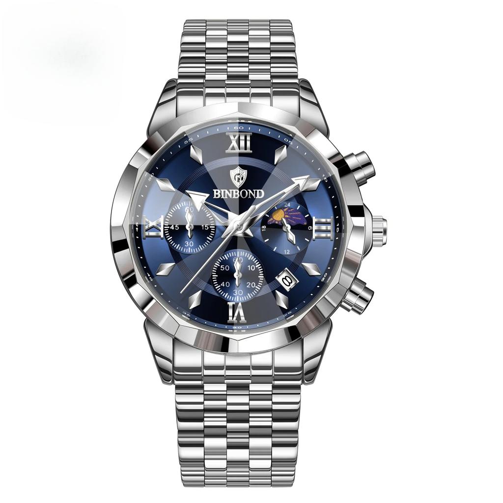Luxury Men Watch Top Original Waterproof Luminous Chronograph Man Wristwatch Stainless Steel Quartz Business Men Watches