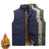 Gilet d'extérieur pour homme grande taille plus velours multi-poches épais chaud pêche reporter coton